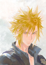 Rule 34 | 1boy, armor, black shirt, blonde hair, blue eyes, closed mouth, cloud strife, final fantasy, final fantasy vii, final fantasy vii advent children, hair between eyes, looking at viewer, male focus, popped collar, portrait, shirt, short hair, shoulder armor, signature, single shoulder pad, solo, spiked hair, uhsjfbnzw96p6rz, upper body