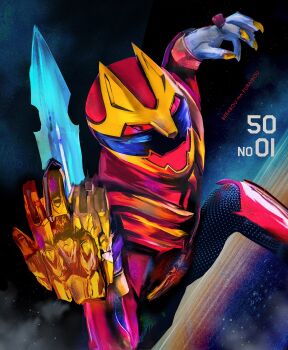 1boy 2025 20s adk-em animal_ears arm_blade artist_name assault_visor bandai bandai_namco black_background black_bodysuit bodysuit buckle claws fangs gozyu_wolf helmet highres jewelry male_focus no.1_sentai_gozyuger obakelope0530 red_bodysuit red_helmet ring sentairing sentairing:_gozyu_wolf sentairing:_tegasword_red solo super_sentai tegasword toei_company tokusatsu tsumegabuckle tv_asahi weapon wolf wolf_ears