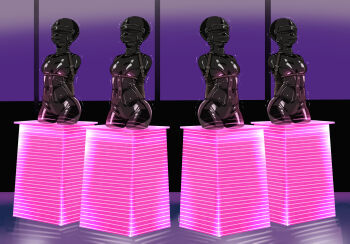 4girls absurdres armbinder arms_behind_back bdsm blindfold bodysuit breasts commission eudetenis gagged gimp_mask gimp_suit highres immobilization latex latex_bodysuit mask multiple_girls neglect_play nintendo pokemon pokemon_legends:_z-a second-party_source shiny_clothes small_breasts trembling