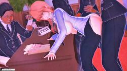 1girl 3d aftersex anal animated ass bent_over bouncing_breasts braid breasts breasts_out chainsaw_man condom cum ejaculation group_sex highres large_breasts makima_(chainsaw_man) multiple_boys necktie nipples open_clothes open_shirt orgasm pants penis prostitution sex sex_from_behind single_braid sound tagme third-party_edit torn_clothes torn_pants used_condom vaginal video