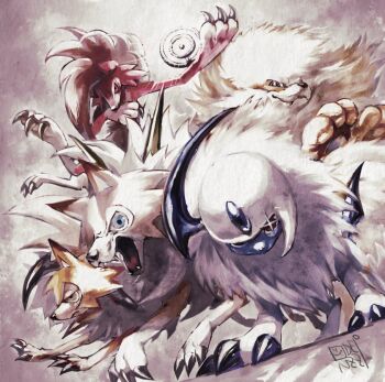 Rule 34 | absol, arcanine, artist name, body fur, brown fur, fangs, gen 1 pokemon, gen 2 pokemon, gen 3 pokemon, gen 7 pokemon, glint, lycanroc, lycanroc (dusk), lycanroc (midday), lycanroc (midnight), nintendo, no humans, oden (odenzzi), pokemon, pokemon (creature), red fur, unown, unown o, white fur, wolf