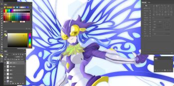 Rule 34 | 1girl, antenna, armor, armored gloves, armored leotard, blue eyes, breasts, bug, butterfly, butterfly wings, digimon, digimon (creature), digimon story: cyber sleuth, digimon story: cyber sleuth hacker's memory, female focus, gloves, headgear, helmet, highres, hudiemon, insect, insect wings, leotard, medium breasts, ph6xeivbgpimggg, shoulder armor, skirt, solo, solo focus, thick thighs, thighhighs, thighs, tinted eyewear, white background, wings, yellow-tinted eyewear