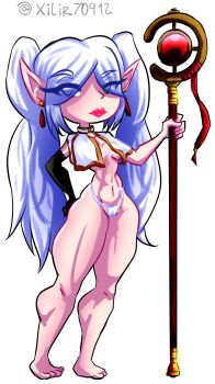 absurdres bikini chibi crosier frieren full_body highres non-web_source shirt swimsuit white_bikini white_hair
