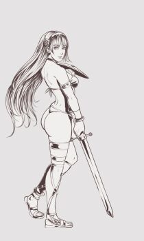 1girl amazon amazon_warrior armored_boots artoflec asamiya_athena ass bikini boots breasts breasts female_focus from_behind headband jewelry long_hair looking_at_viewer looking_back medium_breasts princess_athen princess_athena shoes snk snk_heroines:_tag_team_frenzy solo standing swimsuit the_king_of_fighters thighs tight_clothes wings