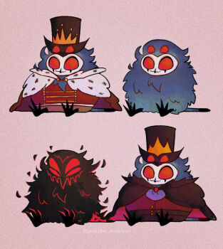 1boy bird bird_boy demon_boy extra_eyes grey_feathers hellaverse helluva_boss highres owl owl_boy red_eyes rzps3455 sitting stolas_(helluva_boss)