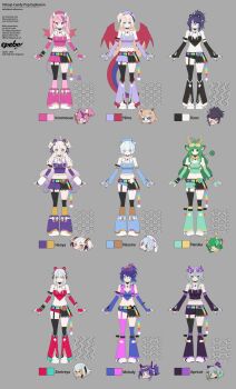 6+girls amemiya_nazuna angel angel_wings animal_ears antlers apricot_the_lich beret black_nails black_skirt black_thighhighs blue_eyes blue_hair boots character_name copyright_logo copyright_name deer_ears demon_girl demon_horns demon_wings dragon_girl dragon_tail dragon_wings epebe fingerless_gloves gloves green_eyes green_hair green_leg_warmers grey_hair haruka_karibu hat henya_the_genius heterochromia highres hime_hajime horns ironmouse jacket kson leg_warmers leggings logo long_hair melody_(projektmelody) multicolored_hair multiple_girls nail_polish official_art pink_eyes pink_hair pink_nails ponytail purple_gloves purple_hair purple_jacket purple_leggings red_leg_warmers red_shirt red_shorts reference_sheet reindeer_antlers reindeer_girl shirt shorts sidelocks skirt smile streaked_hair tail thighhighs two_side_up very_long_hair virtual_youtuber vshojo vshojo_idol_uniform_(candy_pop) white_boots white_hat wings zentreya zentreya_(cyborg)