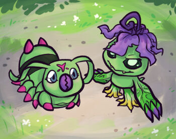 Rule 34 | alraumon, digimon, digimon (creature), flower, petals, sharp teeth, tail, teeth, wormmon