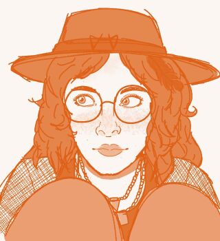 1girl dead_by_daylight feather_hair_ornament feathers freckles glasses hair_ornament hat knees_to_chest looking_to_the_side mikaela_reid monochrome ptinori self-upload sketch smile