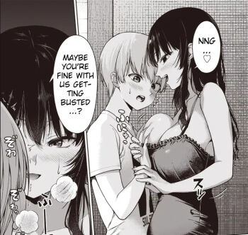 1boy 1girl age_difference anatatachi_soredemo_sensei_desu_ka! assertive_female black_hair blush english_text grabbing_another&#039;s_breast groping guided_breast_grab guiding_hand ishizaka_ryuudai kanade_orizuru kazami_hiro presenting seductive_gaze seductive_smile bad_tag smile steaming_body sweat teacher_and_student