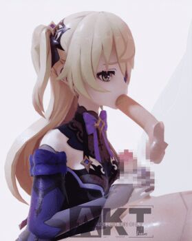 1girl 2boys 3d akt_(filtration) animated animated_gif black_dress blonde_hair bodystocking bow breasts censored disembodied_penis dress eyepatch fellatio fischl_(genshin_impact) fishnet_bodystocking fishnets frills genshin_impact gloves green_eyes group_sex hair_over_one_eye handjob hetero long_hair mmf_threesome mosaic_censoring multiple_boys oral penis single_glove small_breasts threesome twintails two-handed_handjob white_background