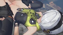 1boy 1girl 3d anby_demara animated bare_shoulders black_thighhighs blush bottomless bouncing_breasts breasts fingerless_gloves gloves grey_hair headphones hetero impasfx lechery_amore_(voice_actor) leg_grab lying missionary moaning on_back opennsfwsp penis pussy rouge_nine sex sound spread_legs tagme thighhighs vaginal video zenless_zone_zero