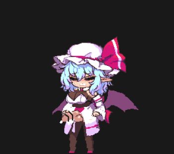 1futa adapted_costume alternate_breast_size animated animated_gif ass bar_censor bat_wings black_background black_shirt black_thighhighs blue_hair blush bottomless breasts censored clenched_teeth closed_eyes cum dress ejaculation erection excessive_cum futanari hair_between_eyes handsfree_ejaculation hat hat_ribbon kneeling large_breasts lowres lying mob_cap namako_daibakuhatsu on_back open_mouth orgasm penis pink_dress pixel_art pointy_ears projectile_cum red_ribbon remilia_scarlet ribbon shirt short_hair solo spontaneous_orgasm standing teeth testicles thick_thighs thighhighs thighs tongue touhou trembling vampire wings