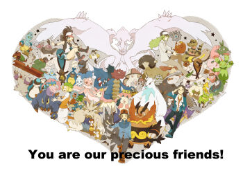 10s 2girls 3boys adjusting_eyewear alomomola amoonguss archen audino bad_id bad_pixiv_id basculin basculin_(blue) basculin_(red) baseball_cap beartic bianca_(pokemon) boldore bouffalant cheren_(pokemon) cottonee creature darumaka deerling deerling_(spring) deino_(pokemon) denim denim_shorts drilbur druddigon ducklett dwebble elgyem emboar emolga english_text excadrill ferroseed foongus frillish gen_5_pokemon glasses gothita gurdurr hat heart highres hilbert_(pokemon) hilda_(pokemon) jacket joltik karrablast klang krokorok legendary_pokemon liepard litwick maractus mienfoo minccino multiple_boys multiple_girls musharna n_(pokemon) nintendo on_head orange_legwear palpitoad panpour pansage pansear patrat pokemon pokemon_(creature) pokemon_bw pokemon_on_head reshiram roggenrola sawk scraggy sewaddle shelmet shorts skirt star_(symbol) stoutland stunfisk swadloon throh timburr tranquill trubbish tympole tynamo vanillite venipede vest vullaby watchog whimsicott woobat yamask yudu_s zebstrika