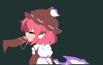 1boy 1girl animal_ears animated animated_gif bird_wings brown_hat closed_eyes clothed_sex dark-skinned_male dark_skin disembodied_penis erection facing_another fellatio flat_color from_side green_background hat hetero imperishable_night juliet_sleeves large_penis long_sleeves mystia_lorelei namako_daibakuhatsu no_lineart oral penis pink_hair profile puffy_sleeves saliva short_hair simple_background sketch sleeve_garter solo_focus testicles touhou uncensored unfinished white_wings wings