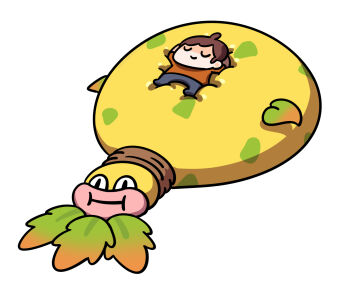 1boy black_eyes brown_hair closed_eyes closed_mouth full_body gen_1_pokemon highres keenbiscuit leaf mega_pokemon mega_victreebel nintendo pink_lips plant pokemon pokemon_(creature) relaxing short_hair victreebel vines white_background