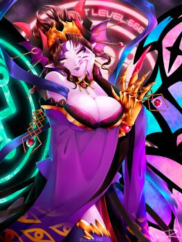1girl absurdres bare_shoulders breasts claws cleavage demon_girl digimon fangs highres lilithmon lilithmon_x-antibody lipstick makeup seven_great_demon_lords sharp_nails wings yellow_eyes