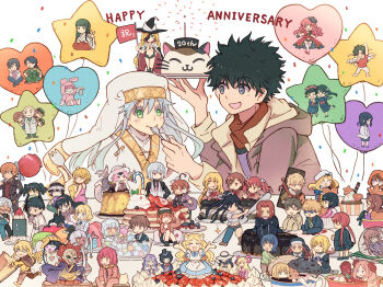 6+boys 6+girls accelerator_(toaru_majutsu_no_index) agnese_sanctis ahoge alice_anotherbible animal_ears anna_sprengel anniversary aradia_(toaru) bald balloon black_hair blonde_hair blue_eyes blue_hair blush bologna_succubus_(toaru) bow braid breasts brown_eyes brown_hair cake candy candy_apple candy_cane chinese_clothes cookie cup cupcake earmuffs etzali fiamma_of_the_right finger_to_mouth flag flower food fork frenda_seivelun fruit glasses gokusai_kaibi good_old_mary_(toaru_majutsu_no_index) green_eyes grey_eyes grey_hair hair_bow hair_flower hair_ornament hair_ribbon hairband hamazura_shiage hat head_wreath heart_balloon heaven_canceller high_priest_(toaru_majutsu_no_index) highres himegami_aisa hirai_(kagamine) holding holding_candy_apple holding_food index_(toaru_majutsu_no_index) itsuwa japanese_clothes jiangshi kakine_teitoku kamijou_touma kamisato_kakeru kanzaki_kaori kazakiri_hyouka kihara_kagun kihara_yuiitsu kinuhata_saiai kneeling knife konpeitou lab_coat last_order_(toaru_majutsu_no_index) laura_stuart leivinia_birdway lessar macaron marian_slingeneyer meigo_arisa midriff misaka_imouto misaka_mikoto misaka_worst mjolnir_(toaru_majutsu_no_index) mugino_shizuri multiple_boys multiple_girls mummy musujime_awaki navel necktie nephtys niang-niang night_vision_device one_eye_closed open_mouth orsola_aquinas othinus pancake pink_eyes pink_hair pudding qliphah_puzzle_545 red_eyes red_flower red_hair red_rose ribbon rose safety_pin sakugawa_school_uniform salome_(toaru_majutsu_no_index) saten_ruiko school_uniform shirai_kuroko shokuhou_misaki shushing sitting skirt smile sogiita_gunha star_balloon stiyl_magnus strawberry sunglasses takitsubo_rikou thor_(toaru_majutsu_no_index) toaru_majutsu_no_index trismegistus_(toaru) tsuchimikado_motoharu tsukuyomi_komoe uiharu_kazari unabara_mitsuki vest white_hair wings yellow_eyes yobou_banka yomikawa_aiho yoshikawa_kikyou yumiya_rakko