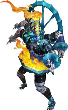 1boy artist_request black_claws commentary demon_(megami_tensei) english_commentary extra_arms fire frown gem highres mada_(megami_tensei) official_art persona persona_5 persona_5:_the_phantom_x sharp_teeth shin_megami_tensei simple_background solo standing teeth third-party_source transparent_background