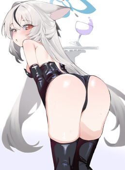 1girl absurdres ass blue_archive gen_(unzzenasd) highres kokona_(blue_archive) legs loli solo standing thighhighs thighs white_background