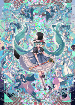 Rule 34 | 6+girls, ahoge, aqua eyes, aqua hair, arm up, artist name, asymmetrical legwear, balloon, bare shoulders, bell, belt, black boots, black bow, black hat, black jacket, black skirt, black sleeves, black thighhighs, blue eyes, blue hair, blue necktie, boots, bow, bowtie, buttons, chris4708, clown mask, commentary request, detached sleeves, double-breasted, dress, dress ruff, everyone, flower, folding fan, food, frilled skirt, frills, full body, gloves, goggles, goggles on head, hair between eyes, hair bow, hair flower, hair ornament, hand fan, hat, hat ornament, hatsune miku, highres, holding, holding microphone, holding wand, jacket, japanese clothes, jewelry, kimono, long hair, long sleeves, looking at viewer, magical mirai (vocaloid), magical mirai miku, magical mirai miku (2013), magical mirai miku (2014), magical mirai miku (2015), magical mirai miku (2016), magical mirai miku (2017), magical mirai miku (2018), magical mirai miku (2019), magical mirai miku (2020 summer), magical mirai miku (2020 winter), magical mirai miku (2021), magical mirai miku (2022), magical mirai miku (2023), magician, mask, microphone, microphone wand, mini hat, mini top hat, multicolored hair, multiple girls, navel, neck ruff, necklace, necktie, official alternate costume, open mouth, pink bow, pink dress, puffy short sleeves, puffy sleeves, red hair, shirt, short sleeves, skirt, sleeveless, sleeveless dress, sleeveless shirt, smile, star (symbol), star hair ornament, star hat ornament, thigh boots, thighhighs, top hat, twintails, very long hair, vocaloid, wand, white belt, white bow, white flower, white hat, white shirt, wide sleeves, yellow bow