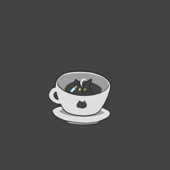 ahoge animal_ears black_hair coffee cup eyes_visible_through_hair grey_background hair_between_eyes highres horse_ears in_container in_cup kawamochi_(kawauti919) looking_at_viewer manhattan_cafe_(umamusume) simple_background solo umamusume white_hair yellow_eyes