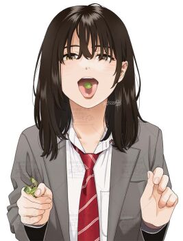 1girl candy food mattaku_mousuke simple_background tagme tongue tongue_out white_background