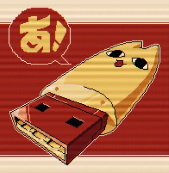 Rule 34 | azumanga daiou, bad link, flash drive, highres, mihama chiyo's father, pixel art, retro artstyle, scanlines, speech bubble, usb, xkl3001