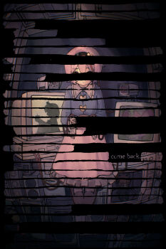 1girl absurdres akirama bad_apple!! black_hairband blackout_poetry blouse blue_shirt buttons commentary_request crt english_text expressionless eyeball fisheye frilled_shirt_collar frilled_sleeves frills fumo_(doll) hair_ornament hairband heart heart_button heart_hair_ornament highres indoors kaenbyou_rin komeiji_satori korean_commentary looking_at_viewer microwave phone pink_hair pink_skirt pink_slippers redaction security_camera shirt sitting skirt slippers solo speaker subterranean_animism television third_eye touhou