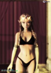 1girl 3d am2blue animated ass ass_shake bent_over biting_own_lip black_bra black_panties bouncing_breasts bra breasts breasts_squeezed_together brown_hair butt_crack cleavage come_hither dimples_of_venus elf gloves grey_eyes hair_tubes hairdressing highres indoors leaning_forward long_hair looking_at_viewer looking_back looking_down medium_breasts navel nintendo open_mouth panties pink_lips pointy_ears princess_zelda seductive_smile smile solo tagme teasing the_legend_of_zelda the_legend_of_zelda:_twilight_princess underwear video virtuablueam2 walking