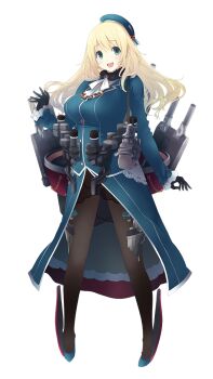1girl atago_(kancolle) black_gloves black_pantyhose blonde_hair full_body gloves green_eyes highres kantai_collection long_hair mikoto_akemi official_art open_mouth pantyhose solo transparent_background