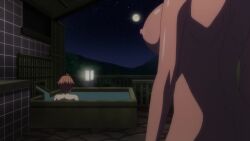 1boy 3girls animal_ears animated anime_screenshot back black_hair blonde_hair blue_eyes blush breast_press breast_smother breasts cat_ears cat_girl cecile_(aiomodarkelf) cellphone chotto_dake_ai_ga_omoi_dark_elf_ga_isekai_kara_oikakete_kita cleavage collarbone completely_nude dark-skinned_female dark_elf dark_skin elf face_to_breasts feet green_eyes groin hair_between_eyes highres japanese_clothes kimono large_breasts long_hair mariabelle_(chotto_dake_ai_ga_omoi_dark_elf_ga_isekai_kara_oikakete_kita) mei_(aiomodarkelf) mixed-sex_bathing mole mole_under_eye moon multiple_girls nail_polish navel nipples nude orange_hair partially_submerged phone pink_hair pointy_ears purple_nails shared_bathing sidelocks slit_pupils sound stomach sunohara_hinata tagme thighs toenail_polish toenails undressing undressing_another video wardrobe_malfunction yellow_eyes yukata