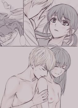Rule 34 | bed, breasts, clothing aside, corpse party, cpsuna5119, highres, kishinuma yoshiki, nipples, nude, oral, penis, sex, shinozaki ayumi, tagme
