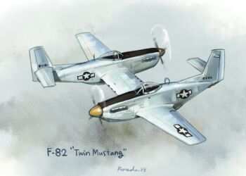 aircraft airplane cloud cloudy_sky commentary_request engineering_nonsense english_text hideki_kaneda military_vehicle original outdoors p-82_twin_mustang propeller propeller_fighter sky twitter_username united_states_air_force vehicle_focus vehicle_name what