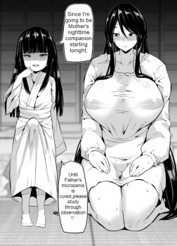 1futa 1girl age_difference breasts bug bulge censored covered_erect_nipples curvy english_text erection erection_under_clothes facing_viewer femdom futa_with_female futanari hard-translated huge_breasts humiliation incest japanese_clothes large_penis loli looking_at_penis looking_at_viewer makin_tama monochrome mother_and_daughter netorare onee-loli penis penis_awe see-through_clothes size_difference small_penis_humiliation third-party_edit translated