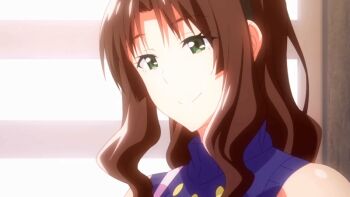 1girl 2022 20s accessories animated animated_gif anime_screenshot aunt brown_hair fashion garden_~takamine-ke_no_nirinka~ green_eyes gym_uniform hairband hetero long_hair mature_female ponytail sidelocks smile sweater tagme takamine_kasumi turtleneck turtleneck_sweater