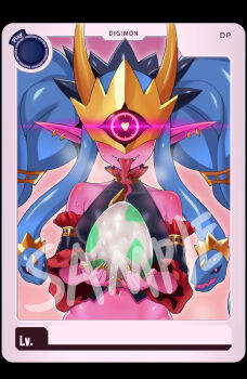 1ch1ka81 bottomless crown digimon digimon_(creature) digitama egg looking_at_viewer mask medusamon snake snake_hair