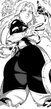 1girl 2boys beard bodysuit cellphone facial_hair fantastic_four from_behind greyscale highres ireading johnny_storm looking_back marvel marvel_rivals midair monochrome multiple_boys open_mouth phone reed_richards smartphone smile standing extendable_limbs sue_storm v