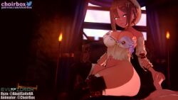 1boy 1girl 3d akujisaitova animated ass atelier_(series) atelier_ryza bottomless bouncing_ass bouncing_breasts breasts brown_eyes brown_hair buttjob cauldron choirbox faceless faceless_male hair_ornament hat hetero holding_hands huge_ass indoors koikatsu_(medium) large_breasts nipple_slip nipples no_panties penis reisalin_stout sex short_hair smile sound tagme thick_thighs thighs video window