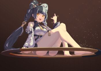 Rule 34 | 1girl, absurdres, animal print, bare shoulders, bear print, black hair, braid, china dress, chinese clothes, corded phone, dialyn (zenless zone zero), dress, fursealjj, hair extensions, hair ornament, highres, long hair, multicolored hair, multicolored nails, necktie, panda hair ornament, panda print, phone, ring hair extensions, solo, split-color hair, white hair, yellow eyes, yellow necktie, zenless zone zero