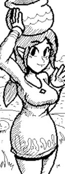 1girl archived_source breasts dress long_sleeves miiverse ocean poopishness pot_on_head solo sue-bell the_legend_of_zelda the_legend_of_zelda:_the_wind_waker