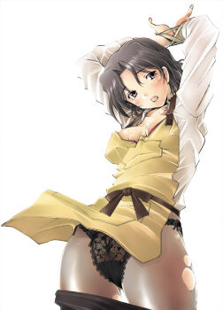 00s 1girl apron bdsm black_panties bondage bound bound_wrists breasts clothes_pull female_focus female_pubic_hair housewife lace lace-trimmed_panties lace_trim large_breasts mature_female nipple_slip nipples open_clothes open_shirt panties panties_under_pantyhose pantyhose pubic_hair pussy sakai_hamachi see-through_clothes see-through_panties shirt skirt skirt_pull solo tears to_heart_(series) to_heart_2 torn_clothes torn_pantyhose underwear yuzuhara_haruka