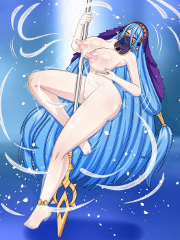 1girl azura_(fire_emblem) azura_(lady_of_ballads)_(fire_emblem) barefoot blue_hair breasts clitoris commission covered_in_milk dancer dancer_outfit dancing female_focus fire_emblem fire_emblem_fates fire_emblem_heroes highres huge_breasts jewelry lactation large_areolae long_hair long_nipples looking_at_viewer loutani magic milk milk_stream milkbending mouth_veil nintendo nipples nude pendant perky_breasts pole pole_dancing princess puffy_nipples pussy pussy_juice snowflakes solo story_at_source stripper_pole tagme thick_thighs thighs veil very_long_hair wide_hips yellow_eyes