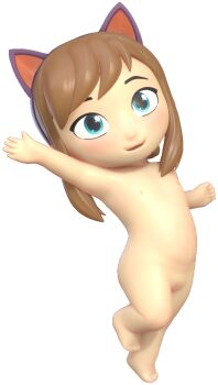 1girl 3d a_hat_in_time animal_hat blender_(medium) blender_(software) blue_eyes cat_hat completely_nude hat hat_kid highres loli mesu55 montan non-web_source nude nudist ponytail purple_hat pussy transparent_background uncensored