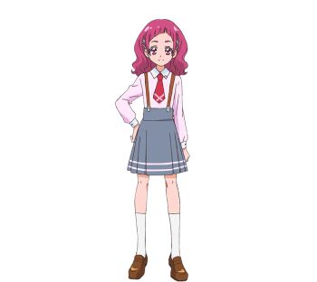 1girl brown_shoes closed_mouth collared_shirt diagonal_bangs full_body grey_skirt hand_on_own_hip hugtto!_precure kneehighs l&#039;avenir_academy_school_uniform loafers long_hair long_sleeves looking_at_viewer necktie nono_hana official_art pink_eyes pink_hair pleated_skirt precure red_necktie school_uniform second-party_source shirt shoes simple_background skirt smile socks solo standing suspender_skirt suspenders tachi-e transparent_background white_shirt white_socks