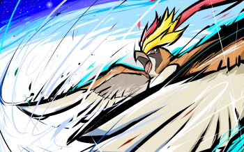 Rule 34 | beak, bird, bright pupils, commentary, english commentary, gen 1 pokemon, highres, ishmam, looking at viewer, mega pidgeot, mega pokemon, nintendo, no humans, open mouth, pidgeot, pokemon, pokemon (creature), pokemon focus, pokemon move, red eyes, solo
