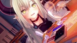 1girl 2boys 3d 9hj6u animated ass asymmetrical_legwear blue_one-piece_swimsuit blush bracelet breasts censored chair classroom closed_mouth clothing_aside collar covered_navel crotch_rub demon_girl demon_horns desk egg_vibrator elbow_gloves emma_august fang female_masturbation glasses gloves head_tilt horns indoors jewelry kneehighs koikatsu_(medium) long_hair looking_at_viewer masturbation medium_breasts mosaic_censoring multiple_boys name_tag navel nijisanji nipples object_insertion one-piece_swimsuit one_eye_closed open_mouth orgasm phone photographic_proof pointy_ears pussy pussy_juice pussy_juice_trail recording school_chair school_desk school_swimsuit school_uniform sex_toy shoes small_breasts smile socks striped_clothes striped_thighhighs swimsuit swimsuit_aside table_humping thighhighs thighs tile_floor tiles vaginal vaginal_object_insertion vibrator video virtual_youtuber white_gloves wink yellow_eyes