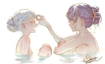 2girls cosmic_(crownclowncosmic) multiple_girls nude tagme water yuri