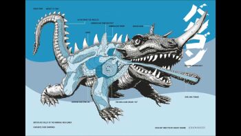 anatomy arrow_films arrow_video barugon biology blue_background bone chart cross-section crystal daiei_motion_picture derivative_work english_text gamera_(series) gamera_vs._barugon highres horns ice_elemental japanese_text jolyon_yates kaiju long_tongue lungs mixed-language_text muscular nasal_horn no_humans official_art organs prism science science_fiction simple_background skeleton stomach tail tongue tongue_out very_long_tongue x-ray