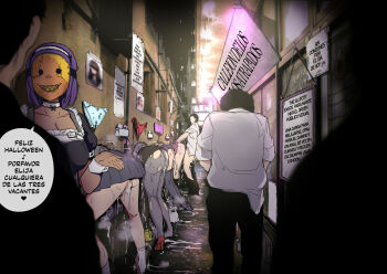 aftersex alley alternate_costume ass ass_focus bound breasts condom cum cum_in_pussy cum_overflow cumdrip cumdump enmaided glory_wall happy_halloween high_heels human_toilet immobilization kizuki_rei large_breasts maid multiple_boys multiple_girls panties pantyhose photo_(object) prostitution public_indecency public_use restrained scenery school_uniform sex shoes short_hair skirt spanish_text stationary_restraints stuck thighhighs third-party_edit through_wall translated underwear