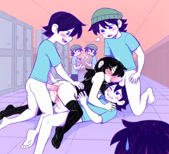 1girl 6+boys anal anal_fluid ass aubrey_(headspace)_(omori) aubrey_(omori) barefoot beanie bed bed_sheet bedroom black_thighhighs blush blush_stickers bottomless bow breasts breath casual_nudity casual_sex clothed_sex cum cum_in_ass cum_in_mouth cum_on_body cum_on_feet cum_on_hair doggystyle excited exhibitionism facial feet fellatio flat_chest foot_focus footjob genderswap genderswap_(ftm) genderswap_(mtf) grabbing_another&#039;s_ass grabbing_another&#039;s_breast grabbing_another&#039;s_leg grabbing_from_behind grin groping group_sex hair_between_eyes hair_bow hat hetero highres huge_filesize indoors kel_(headspace)_(omori) kel_(omori) kodomo_doushi leg_grab loli long_hair looking_at_another looking_at_viewer looking_back looking_down looking_to_the_side lying lying_on_another miss_makima mmmf_foursome moaning multiple_boys multiple_girls nightgown nipples omori omori_(omori) on_back on_side open_mouth oral penis petite pink_bow pinned public_indecency pussy pussy_juice rock_paper_scissors sex sex_from_behind shirt shorts shota sideways sitting skinny small_breasts smile socks spoken_object spread_toes standing sweatdrop tank_top teeth testicles thighhighs threesome toes topless_female triple_penetration twintails uncensored vaginal
